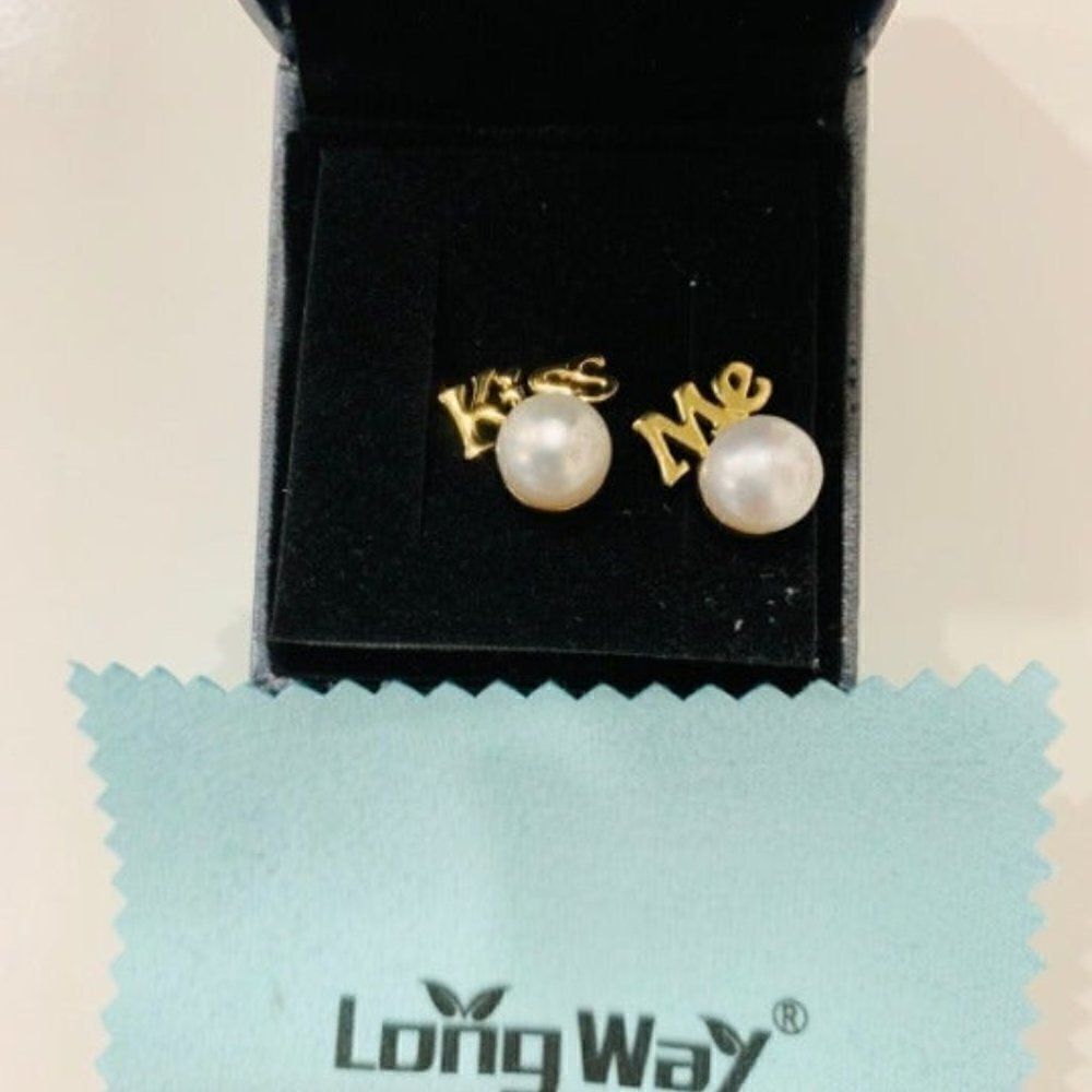 KISS ME 925 Sterling Silver stud earring - Picture 5 of 7